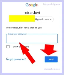 enter the password and click the next button