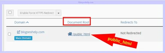 document root public html